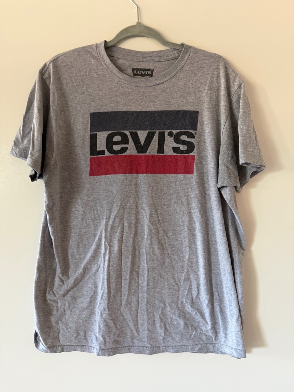 Levi's Heather Gray Tee with Black and Red Logo